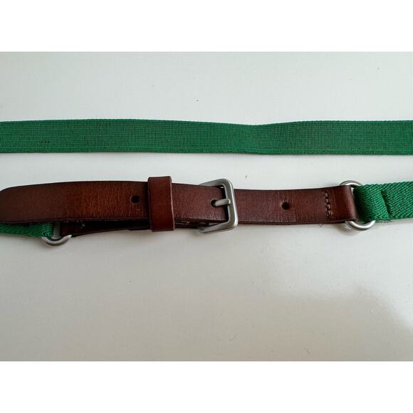 Ann Taylor Loft Green Skinny Stretch Belt w/Brown Leather Tabs, Sz: S, 47-52 - Picture 6 of 12